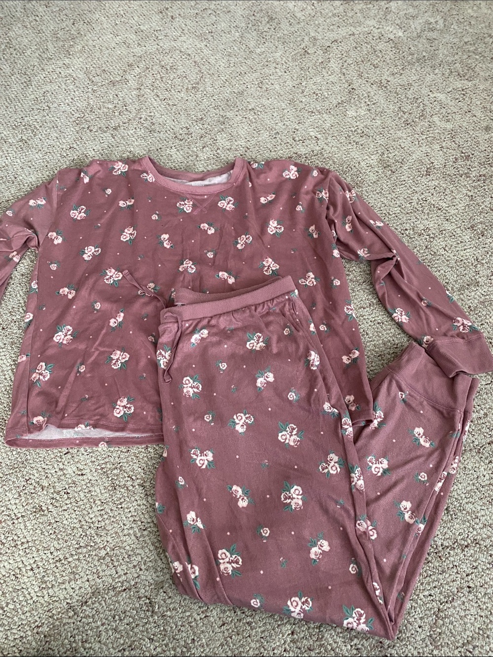 NWOT Sonoma XXL Dusty Rose Floral Long Sleeve Pajama Set